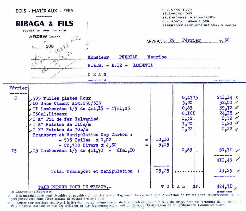 4-mystere 1960 fevrier facture RIBAGA d'arzew tuiles.jpg